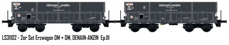 LS Models LS31102 - H0 - 2-tlg. Set Erzwagen Denian-Anzim, SNCF, Ep. III